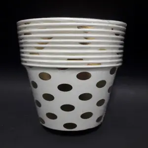 VASO PUNTOS DORADOS 7ONZ