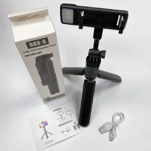 Trípode + Selfie 2 En 1 Con Luz S-03S