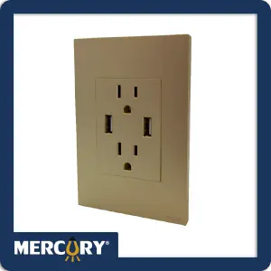 TOMA DOBLE POLO TIERRA + USB X2 GOLDEN