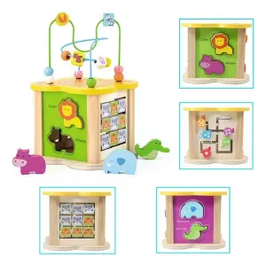 Cubo Para Bebes Madera Didactico Multifu
