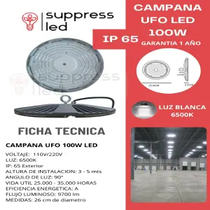 Lampara ufo 100w campana industrial LED