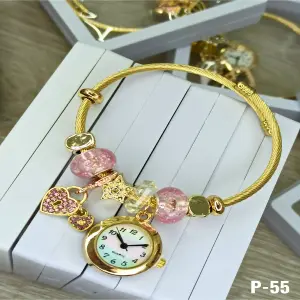 RELOJ PULSERA DOR PERLA ROSA PIEDRA