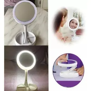 Espejo Maquillaje Plegable Luz Led