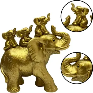 Elefante Dorado Tres Hija (o) Decoración