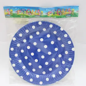 PLATO CARTON PUNTOS AZUL OSCURO 18CM X