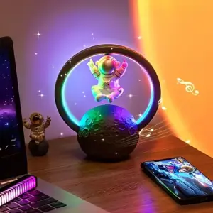 Parlante Astronauta Con Aro Luz Rgb