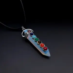 Collar Cuarzo Siete Chakras Piedra Luna