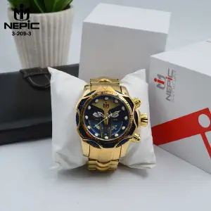 3-209-3  RELOJ NEPIC DORADO AZUL PULSO