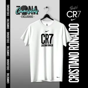 CAMISETA CR7 - DISEÑO 4 BLANCA - UNISEX