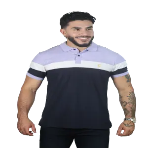 CAMISETAS TIPO POLO COMBINADA-007G AZUL