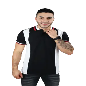 CAMISETAS TIPO POL0 COMBINADA-037A NEGRO