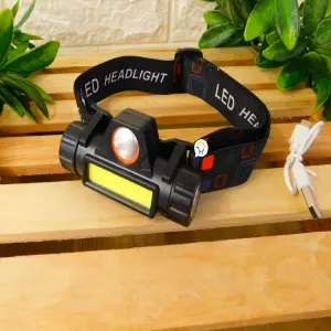 Linterna Minera Led Usb 2 Modos Faro Luz