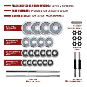 MALETIN DE MANCUERNAS 50 KGS+BARRA LARGA