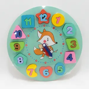 didactico reloj encajable en madera