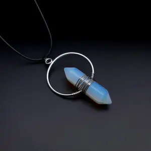 Collar Pendulo Aro Cuarzo Piedra Luna