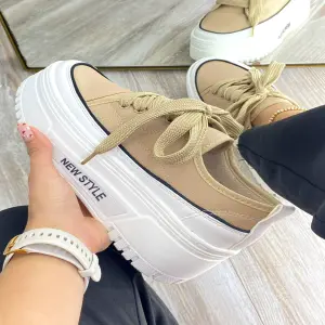 Tenis Dama beige Alto