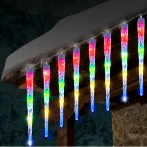 Luz Led Navideña Tubo De 10 Hielos X3 Mt