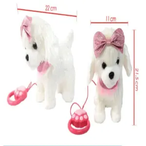 Perro Blanco con moño rosado interativo