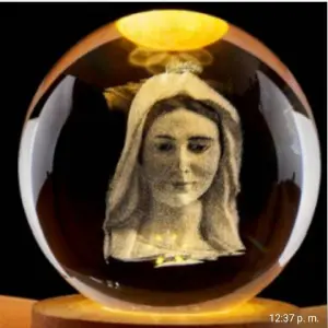 ESFERA DE CRISTAL CARA DE LA VIRGEN 8CM