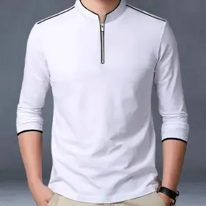 Polo Cuello Cierre Nerú Blanco M Larga
