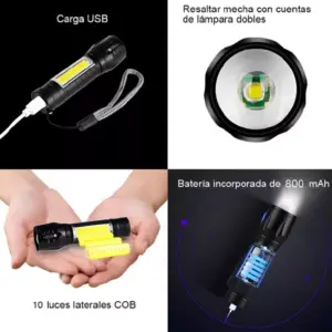 Linterna Mini Recargable Luz Led