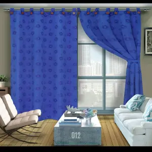 set x 2 cortinas yacard 220x280 cm azul