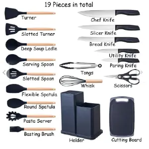 Set de utensilios para cocina X19 piezas