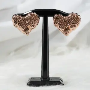 ARETE RODIO CORAZON RAYITAS ROSADO