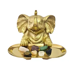 Elefante Ganesha Dorado Plato 7 Chakras