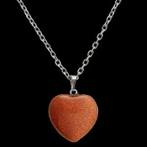 Collar Cuarzo Corazon Lluvia De Oro