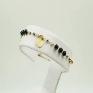 Pulsera San Miguel 3 oros circón negro