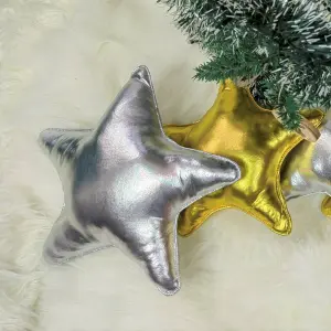 Cojin Navideño Estrella Plateada