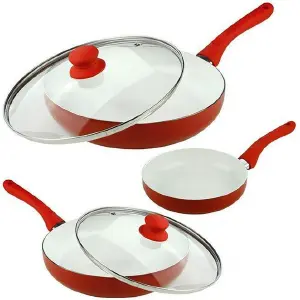Juego De Sartenes Rojo 5 Piezas