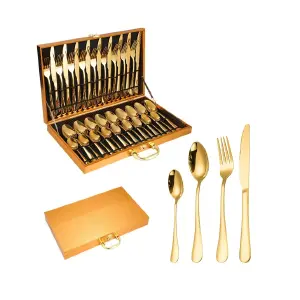 Juego De Cubiertos 9 Puestos 36pc Dorado