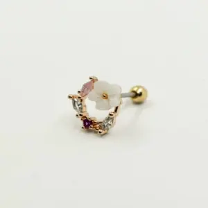 PIERCING ORO ROSA FLOR Y PETALOS