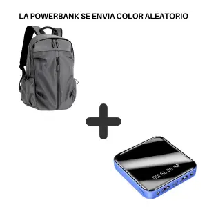 COMBO MORRAL L006 GRIS + POWERBANK PB11