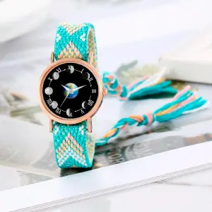 Reloj Luna Fase Lunar Dorado Tejido