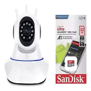Combo Camara Ip Wifi 2mpx 3 Antenas + M