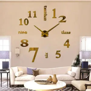 RELOJ DE PARED 3D 100X100 CM DORADO