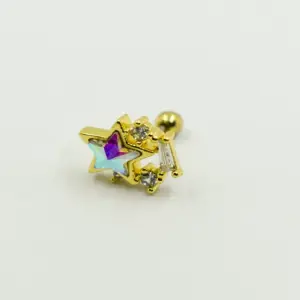 PIERCING DORADO ESTRELLA DE COLORES