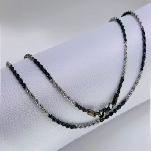Cadena Bicolor Lazo 1.3mm Negro-Pl