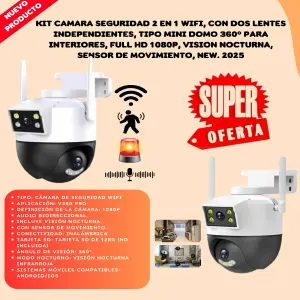 Cámara de Seguridad para el Hogar: Vigilancia Total con DualGuard 2K® - CAMARA SEGURIDAD 2 LENTES DOMO BLANK NVA