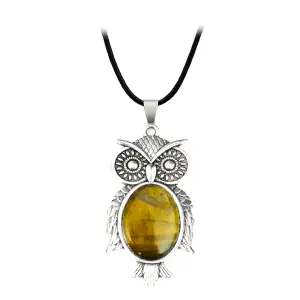 Collar Búho Sabiduria Suerte Ojo Tigre