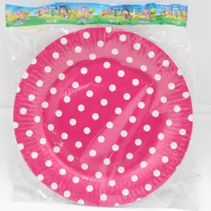 PLATO CARTON FUSCIA PUNTOS BLACOS BOLSA