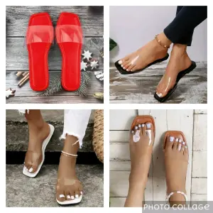 Sandalia plana transparente