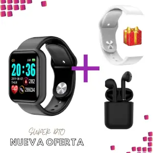 reloj y68 + audifonos i12 negro