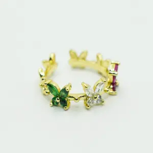 ANILLO DORADO MARIPOSAS DE COLORES
