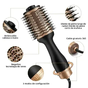 Cepillo Secador + Mini Masajeador 5 En 1
