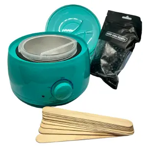 Olla Cera Depila Azul + Cera Aplicadores