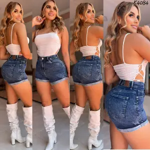 SHORT CLARO 1 BOTON  TELA STRECH